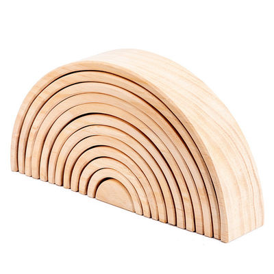 Kemerli 12'li Pastel İstifli Gökkuşağı Ahşap Blok Set 38.5cm