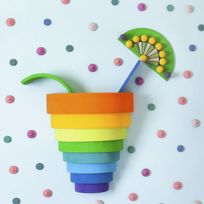 Eğitici 35cm 7cm Ahşap Bloklar Oyuncaklar Gökkuşağı İstifleme Blokları