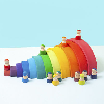Eğitici 35cm 7cm Ahşap Bloklar Oyuncaklar Gökkuşağı İstifleme Blokları