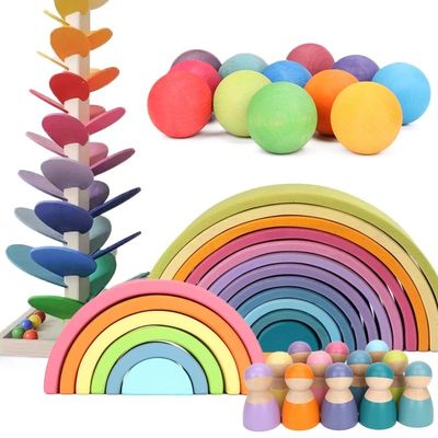 Montessori Wave Forest Stacker Tower Gökkuşağı Oyuncak İstifleyici
