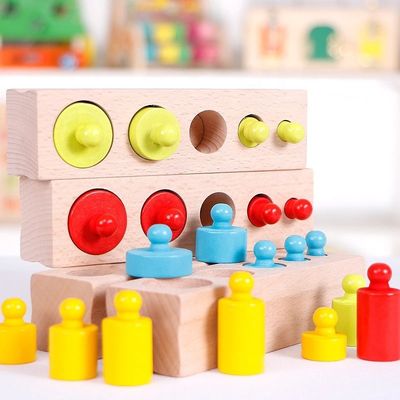 3cm Duyusal Silindir Soketi Montessori Knobbed Silindir Blokları Okul Öncesi
