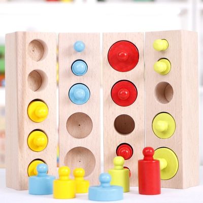 3cm Duyusal Silindir Soketi Montessori Knobbed Silindir Blokları Okul Öncesi