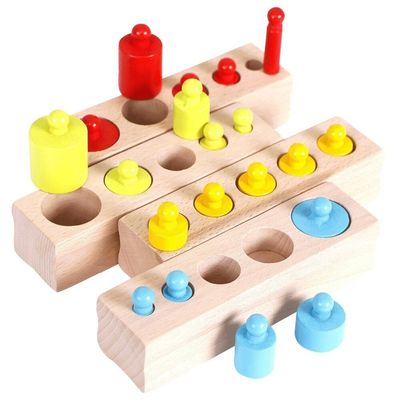3cm Duyusal Silindir Soketi Montessori Knobbed Silindir Blokları Okul Öncesi