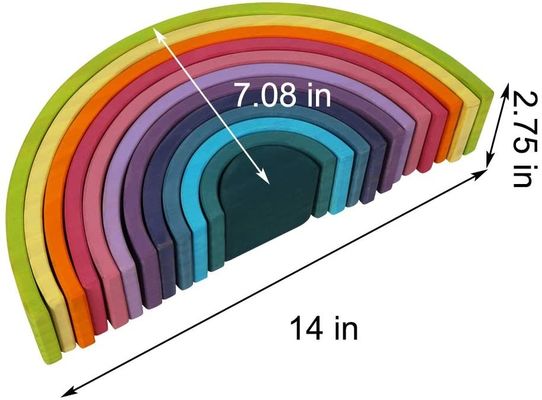 3D 2.75in İstifleme Gökkuşağı Ahşap Gökkuşağı İstifleyici 12 Parça