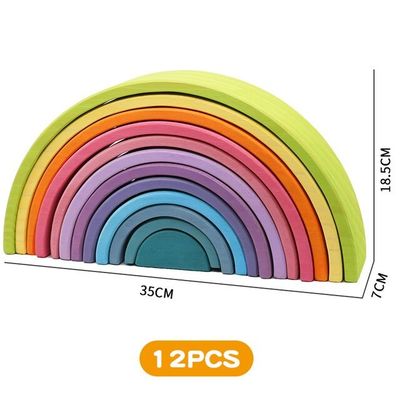 3D 2.75in İstifleme Gökkuşağı Ahşap Gökkuşağı İstifleyici 12 Parça