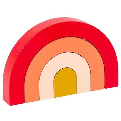 3D Jenga Binası Ahşap Gökkuşağı İstifleyici Ahşap İstifleme Gökkuşağı Pastel
