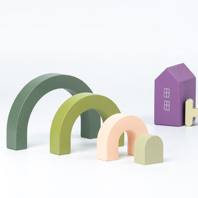 3D Jenga Binası Ahşap Gökkuşağı İstifleyici Ahşap İstifleme Gökkuşağı Pastel