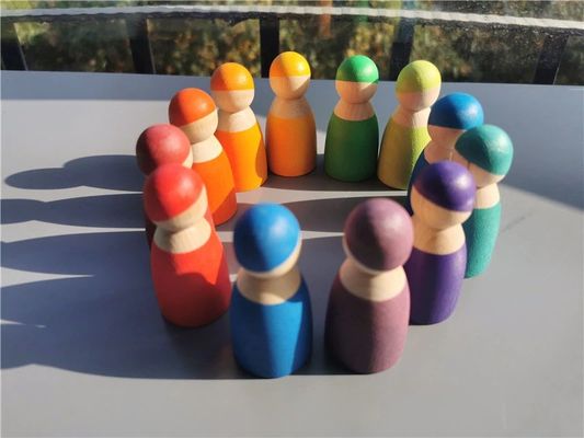 Pegdoll Ahşap Gökkuşağı İstifleyici Ahşap Memory Stick Oyunu Sırala