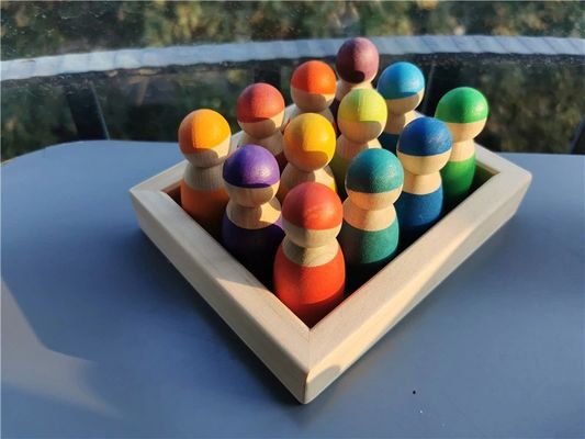 Pegdoll Ahşap Gökkuşağı İstifleyici Ahşap Memory Stick Oyunu Sırala