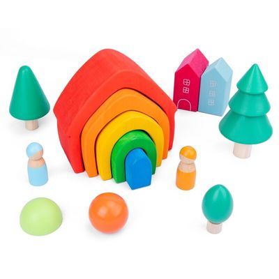 Coral Earth Ahşap Bloklar Oyuncaklar Ahşap Rock Set Dengeleme Blokları Doğal Ahşap Oyuncak
