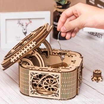 Hediye 23.5cm Mekanik Ahşap Blok Bulmaca Oyuncaklar Küçük Ahşap Mücevher Kutusu