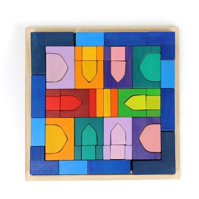 Castle Bilişsel 4.5cm Ahşap Bloklar Oyuncaklar Gökkuşağı Yapı Taşları
