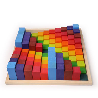 Castle Bilişsel 4.5cm Ahşap Bloklar Oyuncaklar Gökkuşağı Yapı Taşları