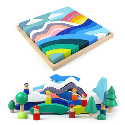 Bebek 3cm Sky Cloud Büyük Gökkuşağı İstifleyici Bebekler İçin Büyük Ahşap Bloklar
