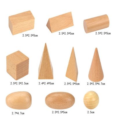 3D Sayma 5cm Ahşap Matematik Oyuncak Geometrik Ahşap Bloklar