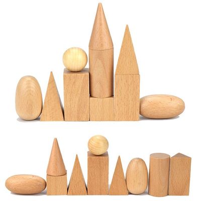 3D Sayma 5cm Ahşap Matematik Oyuncak Geometrik Ahşap Bloklar