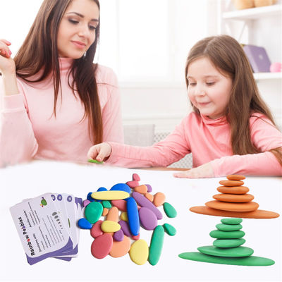 Çocuklar İçin 6cm Çakıl Renkli Ahşap Yapı Taşları Oyuncak