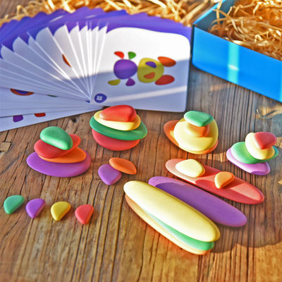 Çocuklar İçin 6cm Çakıl Renkli Ahşap Yapı Taşları Oyuncak