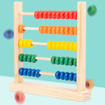 3D Geometrik 15cm Ahşap Boncuk Sayma Abaküs Çocuk Oyuncak Numaraları Sayma