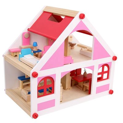 37.5cm Casa Vintage Ahşap Dollhouse Mobilya  DIY Minyatür