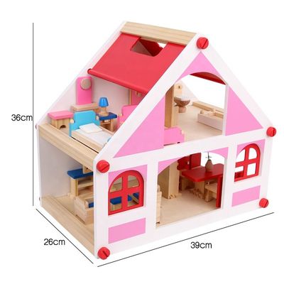 37.5cm Casa Vintage Ahşap Dollhouse Mobilya  DIY Minyatür