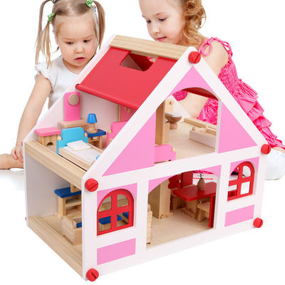 37.5cm Casa Vintage Ahşap Dollhouse Mobilya  DIY Minyatür