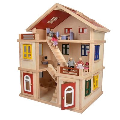 Çocuklar DIY 55.5cm Garaj Mini Dollhouse Mobilya Ahşap Minyatür Dollhouse