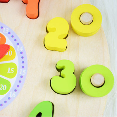 Geometri Saat Ahşap Bulmaca Numaraları Montessori Sayma Oyuncak