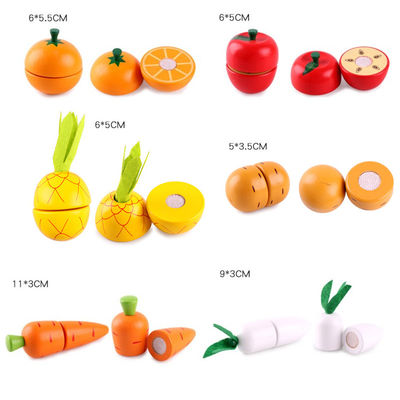 Pişirme Sahne 5.5cm Ahşap Rol Oynama Yiyecek Manyetik Meyve Oyuncakları
