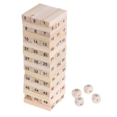 Basamaklı Domino Ahşap Yapı Taşları Oyuncak Kule İstifleme Oyunu