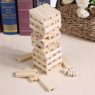 Basamaklı Domino Ahşap Yapı Taşları Oyuncak Kule İstifleme Oyunu