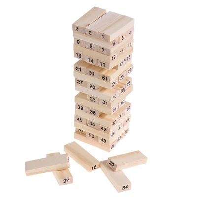 Basamaklı Domino Ahşap Yapı Taşları Oyuncak Kule İstifleme Oyunu