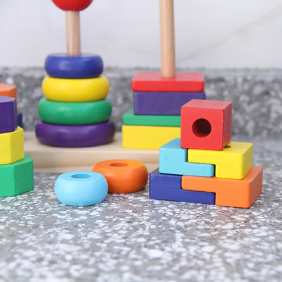 İstifleyici 21cm Geometrik Ahşap Yapı Taşları Oyuncak Sıralama Panosu