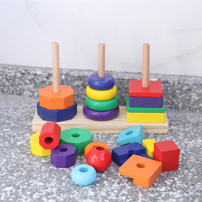 İstifleyici 21cm Geometrik Ahşap Yapı Taşları Oyuncak Sıralama Panosu