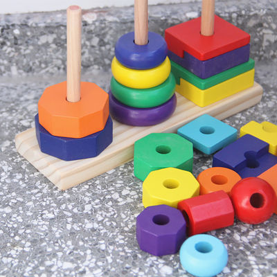 İstifleyici 21cm Geometrik Ahşap Yapı Taşları Oyuncak Sıralama Panosu