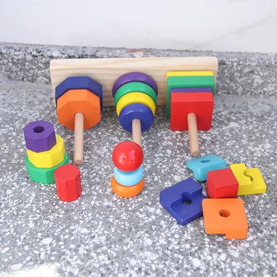 İstifleyici 21cm Geometrik Ahşap Yapı Taşları Oyuncak Sıralama Panosu