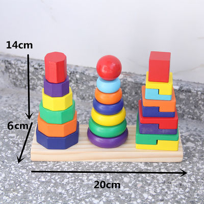 İstifleyici 21cm Geometrik Ahşap Yapı Taşları Oyuncak Sıralama Panosu