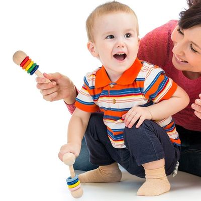 Spor Salonu Kemirgen 10.7cm Ahşap Çıngırak Yüzük Montessori Ahşap Dişlikleri Güvenli