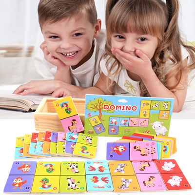 Solitaire 4cm Domino Küp Bulmaca Bebekler İçin Ahşap Domino