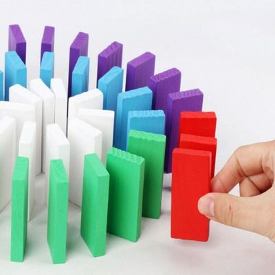 2cm Otomatik Domino Tuğla Döşeme Oyuncak Tren Bulmaca Doğal Renkli