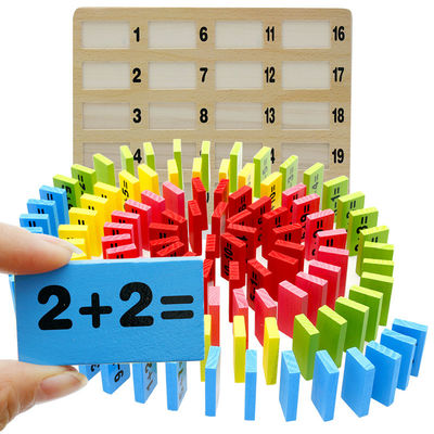 Ihlamur ağacı 120pc Ahşap Domino Blokları Set Rally Building Montessori