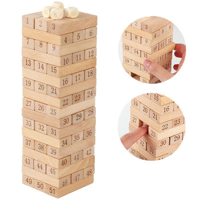 Dijital 51PCS Log Yapı Taşları Dominos Jenga Blokları
