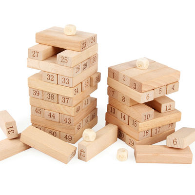 Dijital 51PCS Log Yapı Taşları Dominos Jenga Blokları