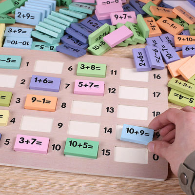 Matematik 4.5cm Ahşap Domino Blokları Montessori Matematik Blokları
