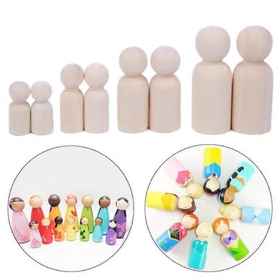 Craft 100Pcs Ahşap Peg Bebekler Boş ISO9001 Boyama
