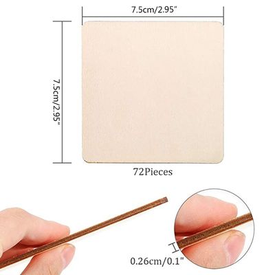 3x3 Kare Bitmemiş Ahşap El Sanatları Boş Boyama 7.5cm Kare Ahşap Dilimler