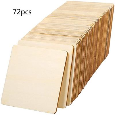 3x3 Kare Bitmemiş Ahşap El Sanatları Boş Boyama 7.5cm Kare Ahşap Dilimler