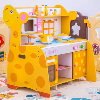 Aile 66cm Ahşap Minyatür Mutfak Seti Ahşap Oyuncak Mutfak Aksesuarları
