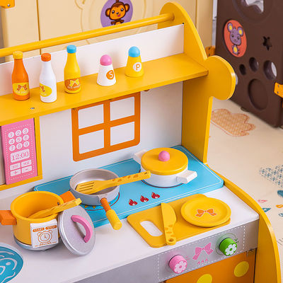 Aile 66cm Ahşap Minyatür Mutfak Seti Ahşap Oyuncak Mutfak Aksesuarları