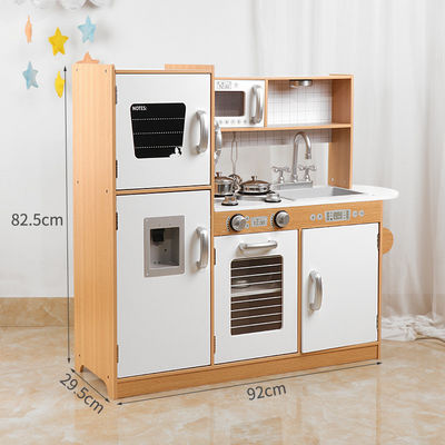 Büyük 82.5cm Buzdolabı Ahşap Minyatür Mutfak Seti Soba Beyaz Siyah